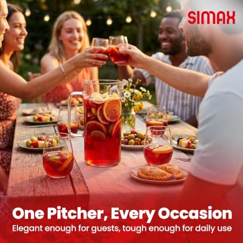 Simax Glass Pitcher, 64 Ounce (2 Quart) Borosilicate Glass, Made in