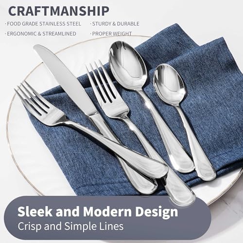 40 Pieces Heavy Silverware Set, 18/10 Stainless Steel Flatware Set for 8
