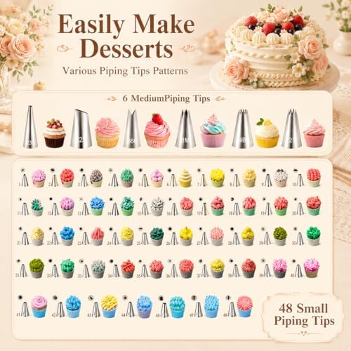 167-Piece Cake Decorating Kit, Icing Dispenser, 54 Tips, Light Blue