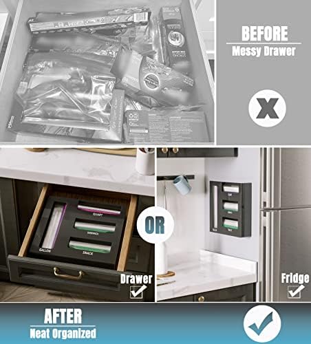 Neatsure Acrylic Magnetic Food Bag Storage Organizer for Drawer or