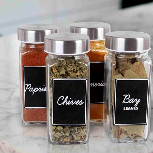 Orii Black Rectangular 160 Spice Labels Stickers for Spice Jars