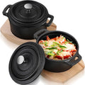2 Sets 20 oz Cast Iron Dutch Oven Pots with Lids