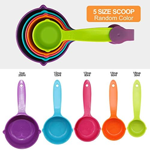 Rypet Pet Food Scoop Set of 5 - Measuring Cups and Spoons Set Plastic