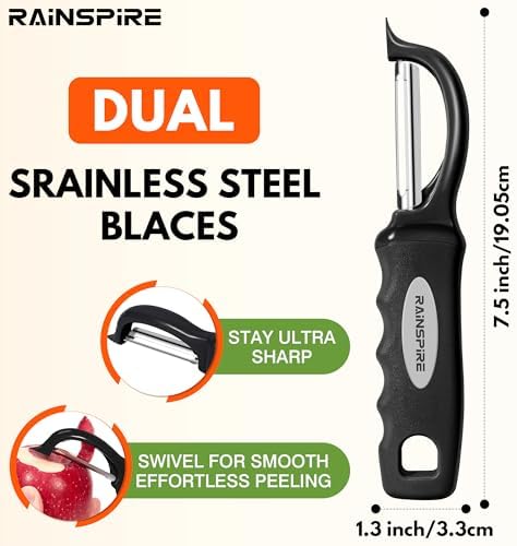 Swivel Vegetable Peeler Comfort Handle Sturdy Long-Lasting 2Pcs Black