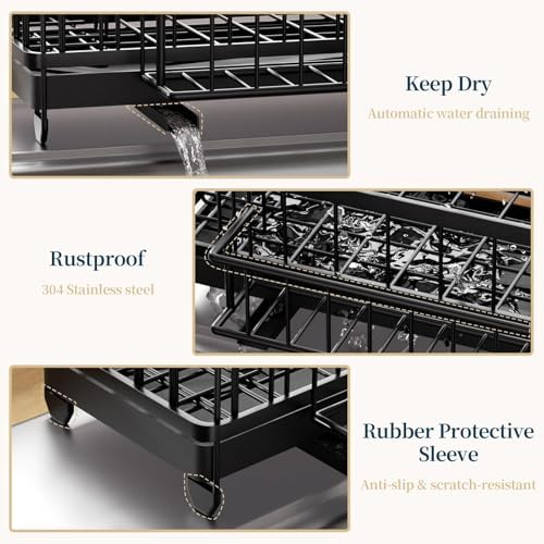 Consumest Sponge Holder for Kitchen Sink, Black