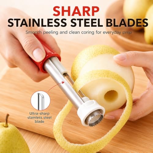 2 In 1 Apple Corer And Peeler Tool, Apple Peeler Corer Slicer All In
