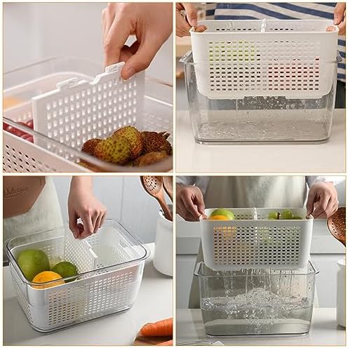 Kichvoe Food Storage Containers with Lids Double Layer Crisper Produce