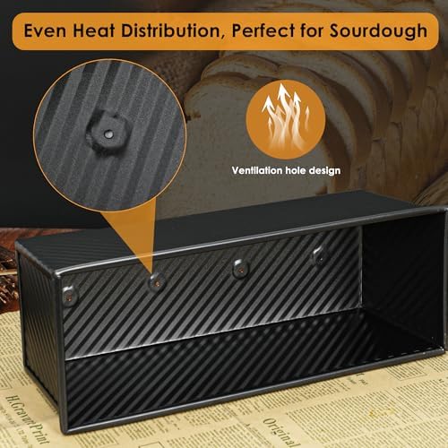 2-Pack 13x5 Pullman Loaf Pan with Lid, Nonstick, Sandwich Bread
