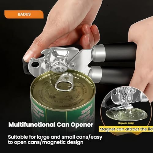 Heavy Duty Commercial Can Opener - Hand Crank for Large Cans, Magnetic