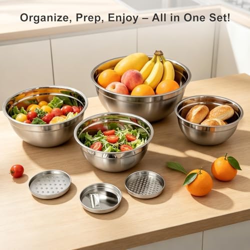 7-Speed Electric Hand Mixer,4 Large Stainless Steel Mixing Bowls Set