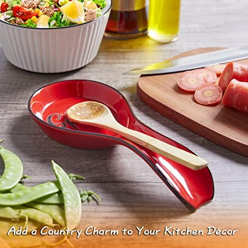 Ceramic Spoon Rest for Stove Top, DAYYET Large Spoon Holder, Spoon