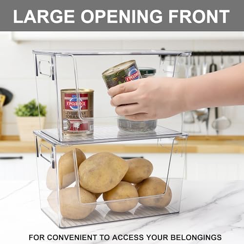 2 Pack Stackable Storage Bins with Open Front, Clear