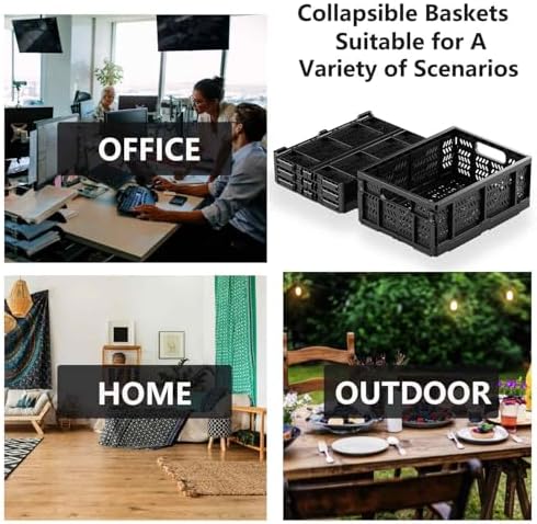4-Pack 20L Foldable Plastic Storage Crates