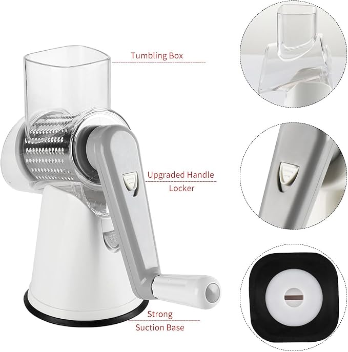 Cambom Rotary Cheese Grater Hand Crank Cheese Shredder - Image 6