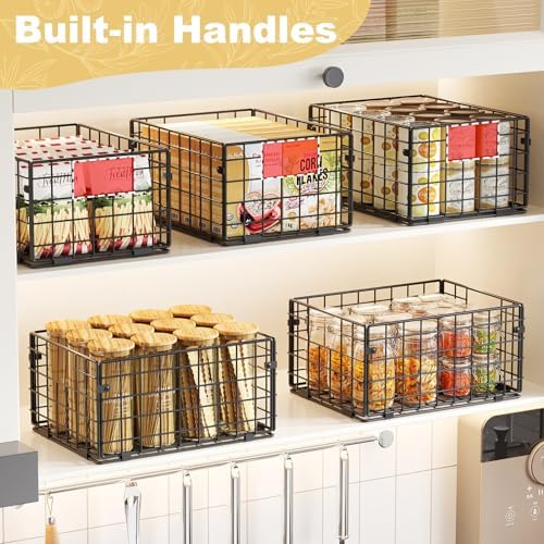 X-cosrack Metal Wire Basket Pantry Baskets Foldable Cabinet Organizers