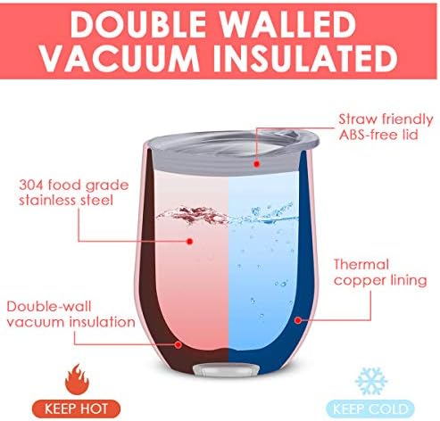 6 Pack 12 oz Stainless Steel Wine Tumbler with Lids, Double Wall