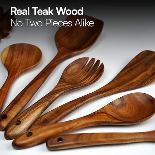 7-Piece Teak Wooden Cooking Utensil Set
