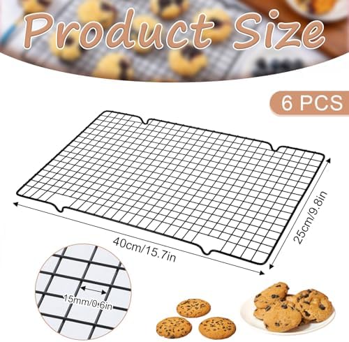 6 Packs Cooling Racks 16"x10" Baking Rack for Cooking and Baking Oven