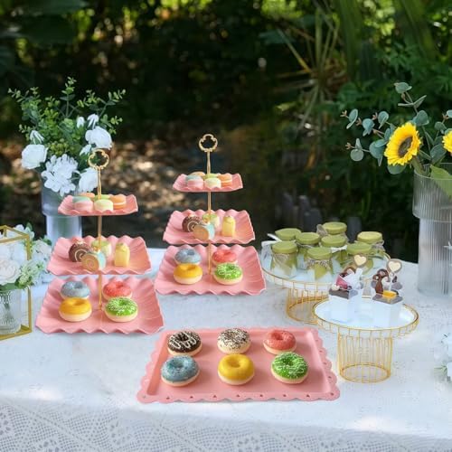 5 Pcs Cupcake Stand Set - Pink Plastic Dessert Table Display Set