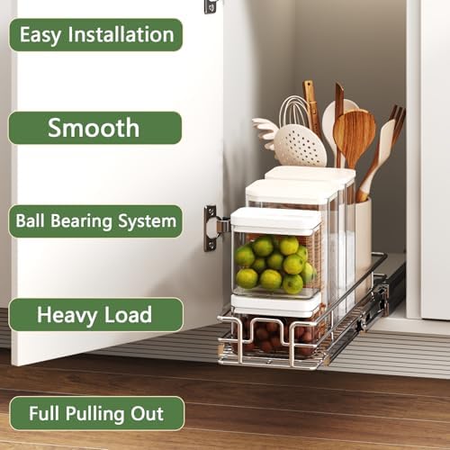 Pull Out Cabinet Organizer 51⁄2" W x 211⁄2" D, Heavy Duty Cabinet Pull