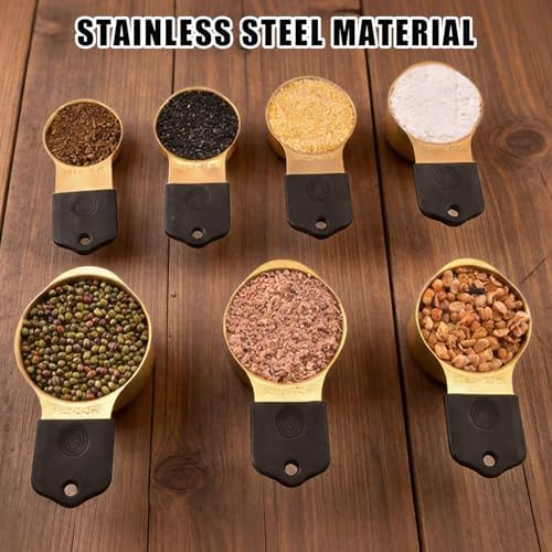 15PCS Gold Plated 304 Stainless Steel Measuring Cup & Spoon Set