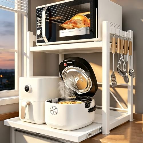 22.83X23.22IN 2-Tier Expandable Microwave Bakers Rack