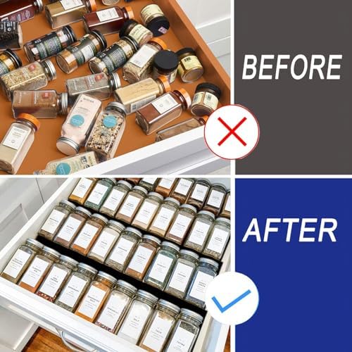 4 Tier Spice Rack Drawer Organizers, Seasoning Jars Drawers