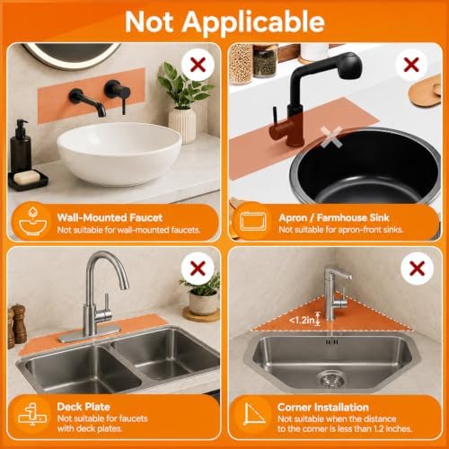 24 Inch Silicone Faucet Mat for Kitchen Sink Splash Guard, W/Sink