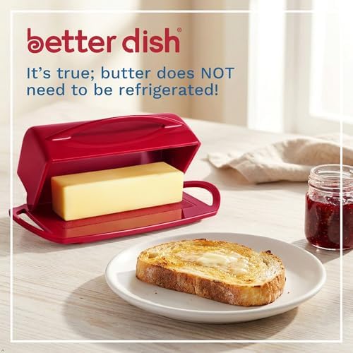 Better Dish Flip Top Butter Dish with Attached Lid - Holds 2 Sticks
