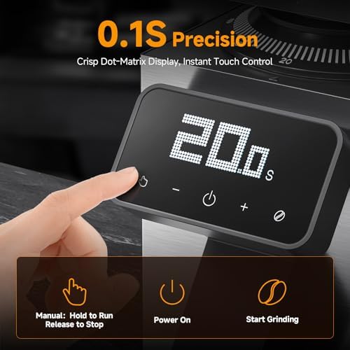 AMZCHEF Commercial Flat Burr Espresso Grinder, Black