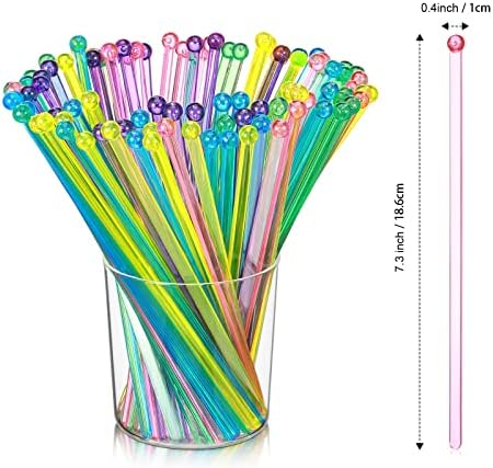 Mudder 100 Pieces Disposable Plastic Crystal Swizzle Sticks, Multi