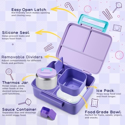 Bento Lunch Box for Kids with 8oz Soup Thermo Leak-Proof Lunch Food
