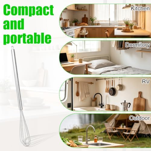 Gosknor 4pcs 11 Inch Mini Whisk, Small Egg Whisk with Long Handle