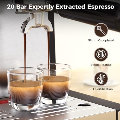 COWSAR 20 Bar Espresso Machine with Grinder, Black