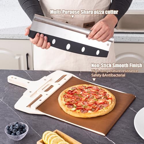 Sliding Pizza Peel with Cutter, 12” Wood