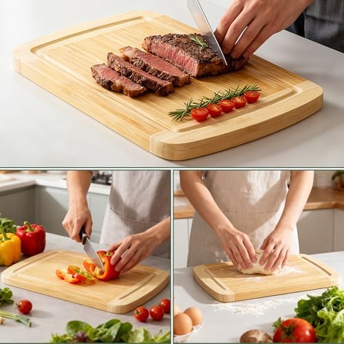 GuanQiao Cutting Boards for Kitchen (3-Piece)-Large Bamboo Cutting