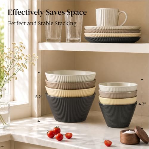 DOWAN 22 OZ Cereal Bowls Set of 4, Ceramic Soup Bowls for Cereal