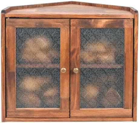 Sunhoo Corner Bread Box for Kitchen Countertop, Wooden 2-Tier Bin, Brown