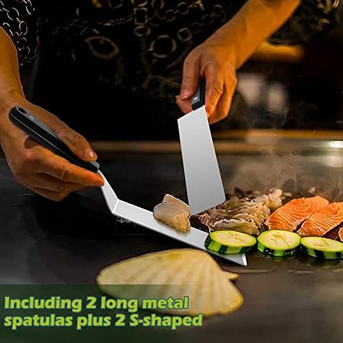 Metal Spatula Set, HaSteeL Stainless Steel Long Narrow Griddle