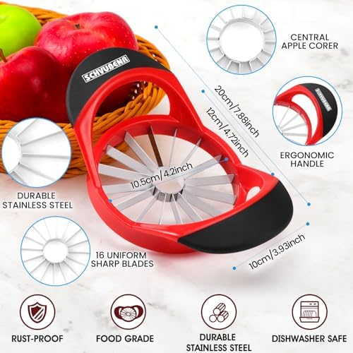 SCHVUBENR 16-Blade Apple Slicer and Corer - 4.72 Inch Sharp Stainless