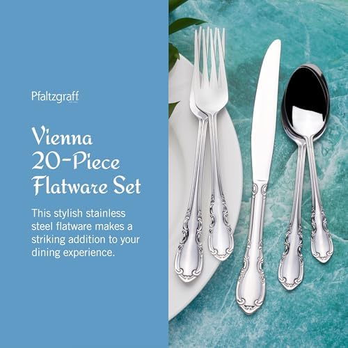 Pfaltzgraff Vienna Everyday Flatware Service for 4, 20 Piece Set, 18/0