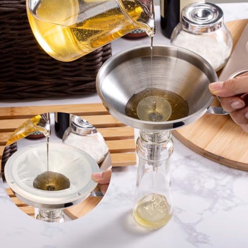 Toncoo 3 Pack Stainless Steel Funnels for Kitchen Use, Food Grade