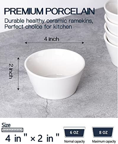 Taeochiy Porcelain Small Bowls, 8 Ounce Dessert Bowls, Ramekins Oven