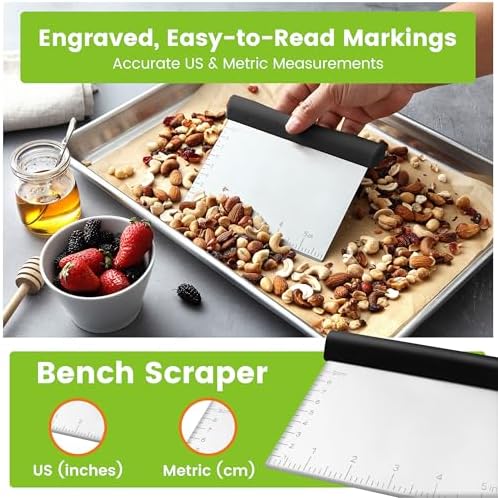 Spring Chef Stainless Steel Dough Blender & Bench Scraper Set, Black