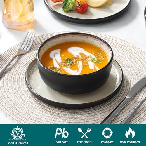 vancasso Plates and Bowls Sets, Ceramic Dinnerware Sets Stoneware