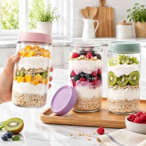 KEMORELA 24oz Overnight Oats Containers with Lids