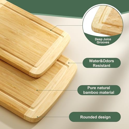 GuanQiao Cutting Boards for Kitchen (3-Piece)-Large Bamboo Cutting