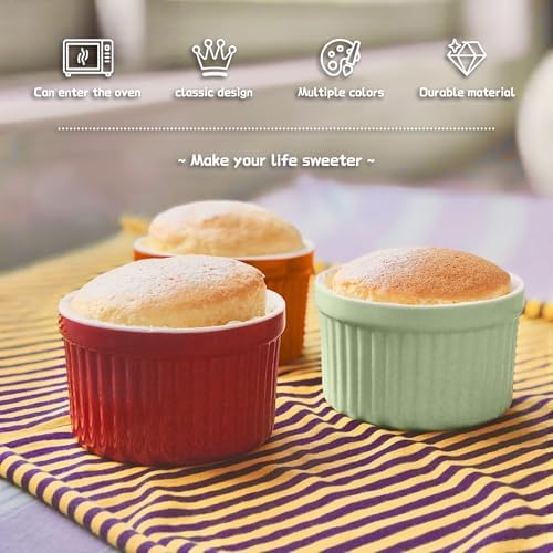 8OZ Ceramic Ramekins with Lids Set of 6 for Baking