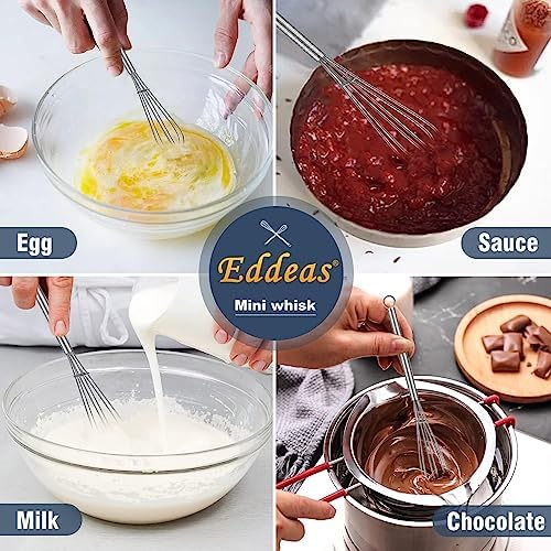 Eddeas Small Whisk Stainless Steel, Mini wire whisk 3 Pieces, 5in, 6in