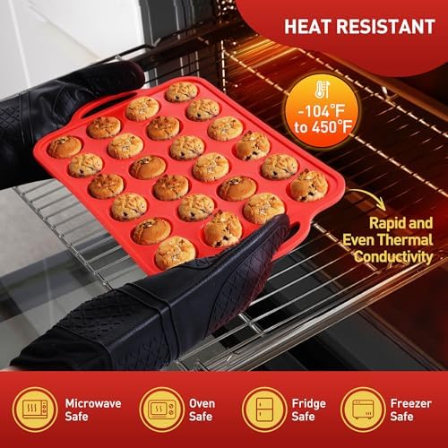 2 Packs 24 Cups Silicone Muffin Pan with Metal Reinforced Frame Mini